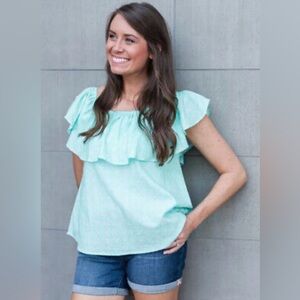Michelle McDowell Olivia Blouse Aqua Blue Size Medium